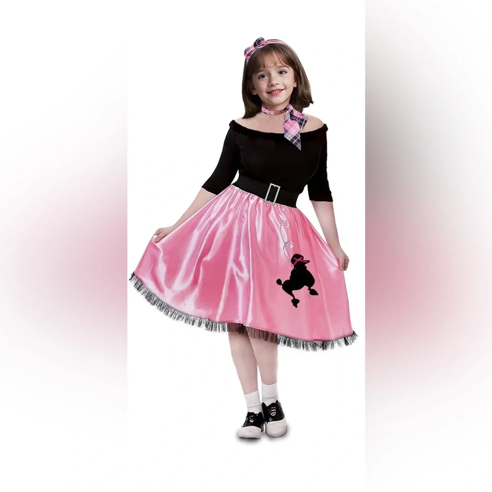 Girls 50s Dress with Poodle Halloween Costume 
Size Medium (8-10) - Picture 6 of 8